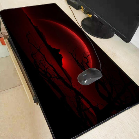 XGZ  Crimson Night Moon Large Gaming Mouse Pad Gamer Locking Edge Keyboard Mouse Mat Gaming Desk Mousepad for CS GO LOL Dota XXL