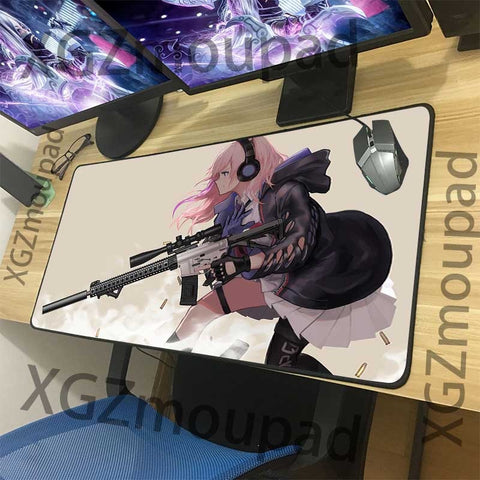 XGZ Anime Girls Frontline Custom Large Gaming Mouse Pad Black Lock Edge Sexy Gunner Pattern Computer Table Mat Coaster Non-slip