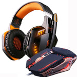 Gaming Headset and Gaming Mouse 4000 DPI Adjustable Stereo Gamer Earphone Headphones + Gamer Mice LED Light Optical USB Wired