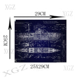 XGZ Customized Large Game Mouse Pad Black Seam Pirate Ship Blueprint Home Computer Keyboard Table Mat Slip 900x400 / 600x300 Xxl