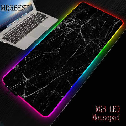 MRGBEST Marble Pattern Game Large RGB Rubber Mouse Pad Lockedge LED Lighting Game Player Mousepad XXL Desk Game Desktop Game Mat