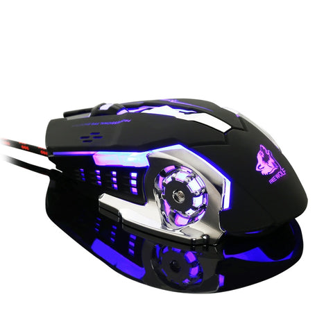 Profession Gaming Mouse Wire Mute Lighting Mouse 4000DPI Mechanical 6 Keys for PC Laptop Lol Cf E-sport Macro Definition Mouse