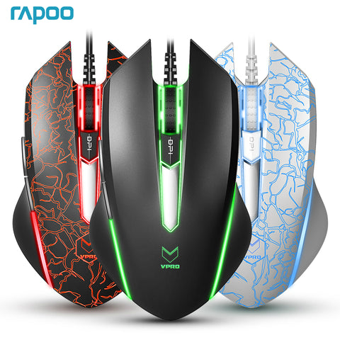 New Rapoo V18 Gaming Mouse 6 Buttons Wired USB Optical Mice Adjustable 2000DPI Professional Game for Laptops Desktop