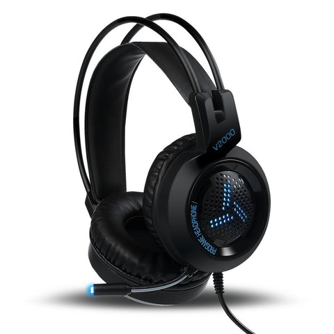 V2000 Headset 7.1 Channel 3.5mm Jack Bass Stereo Sound Effect Gaming Headphone With Mic for Computer PC Laptop Gamer Earphone