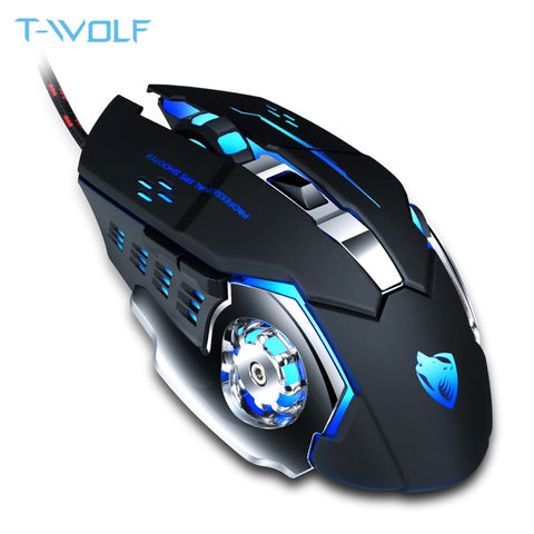 HOTSALE V6 USB Wired Gaming Mouse Programmable 6 Buttons 3200DPI Adjustable Optical Computer Game Mice Silent Keys LED Backlight